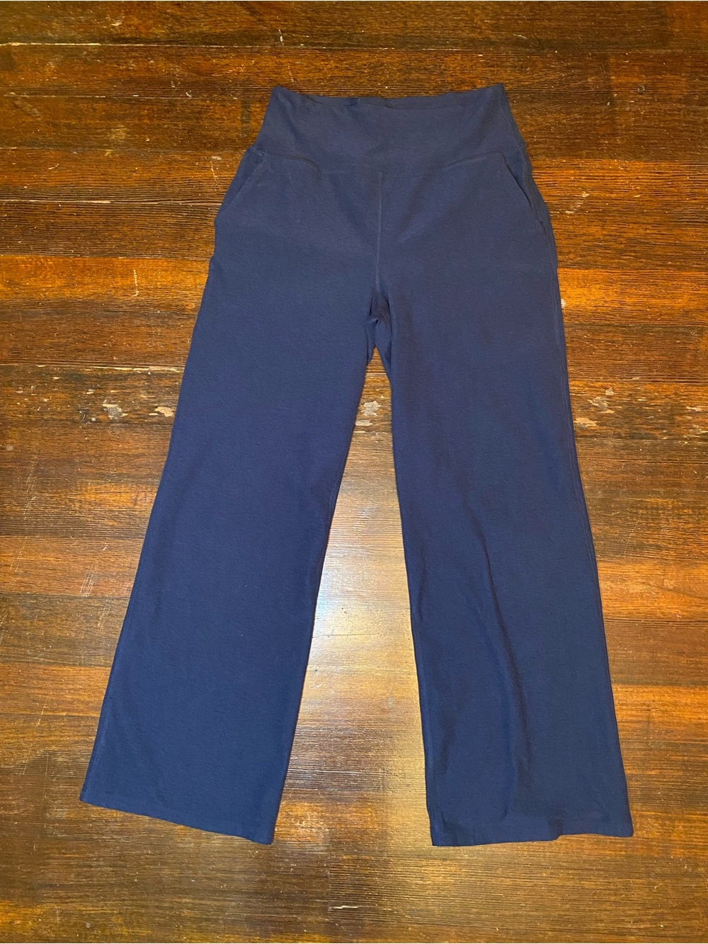 EUC Beyond Yoga Navy Spacedye Wide Leg Pants w/ Pockets